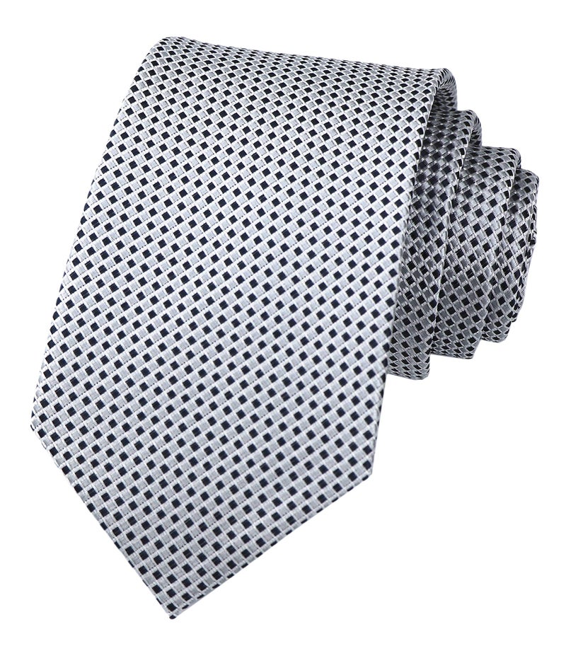 Secdtie Mens Silver Grey Silk Ties Grenadine Texture Formal Thanksgiving Dress Neckties - Image 1